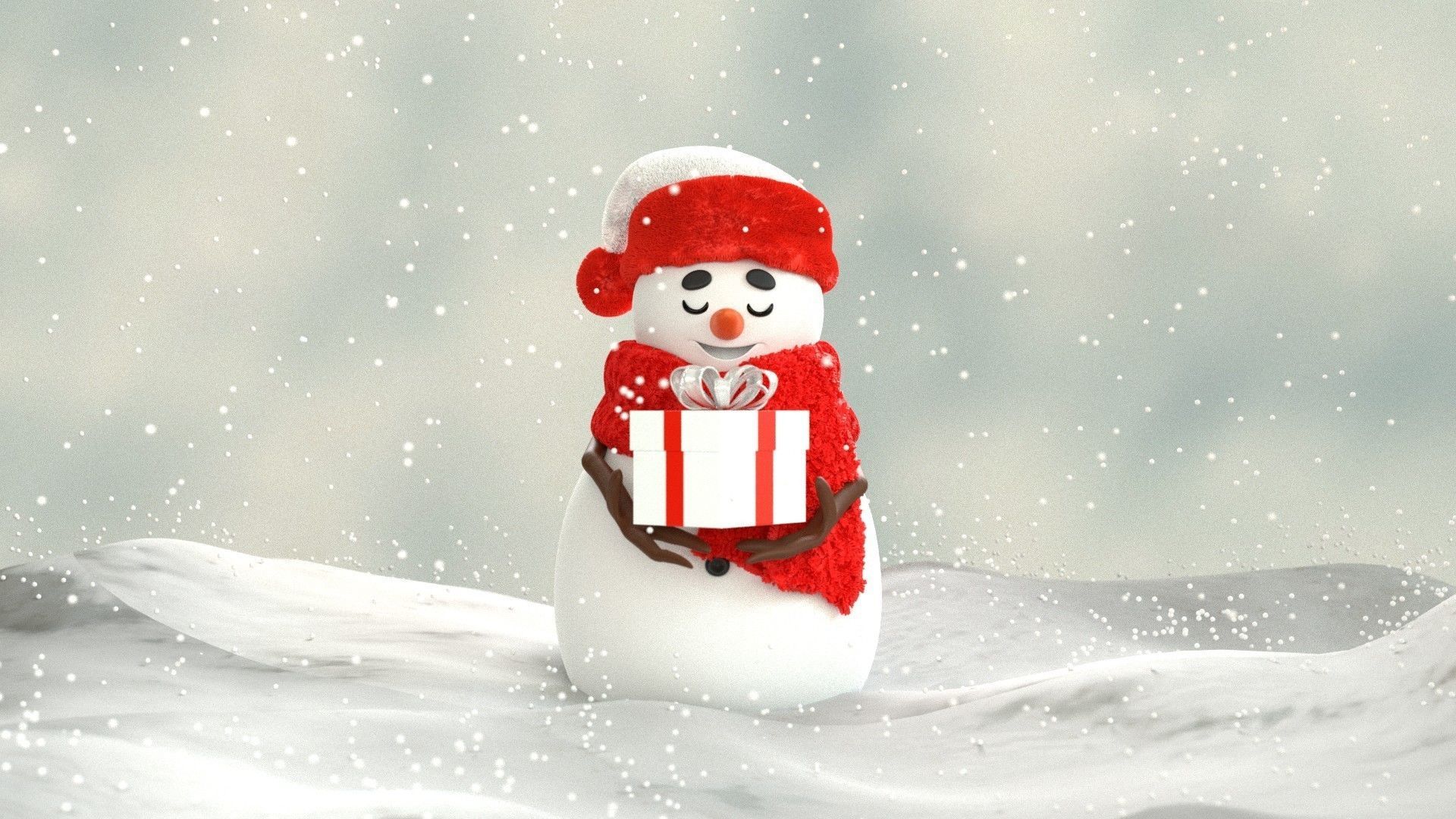 Animated Snowman GiftBox 3D model_13