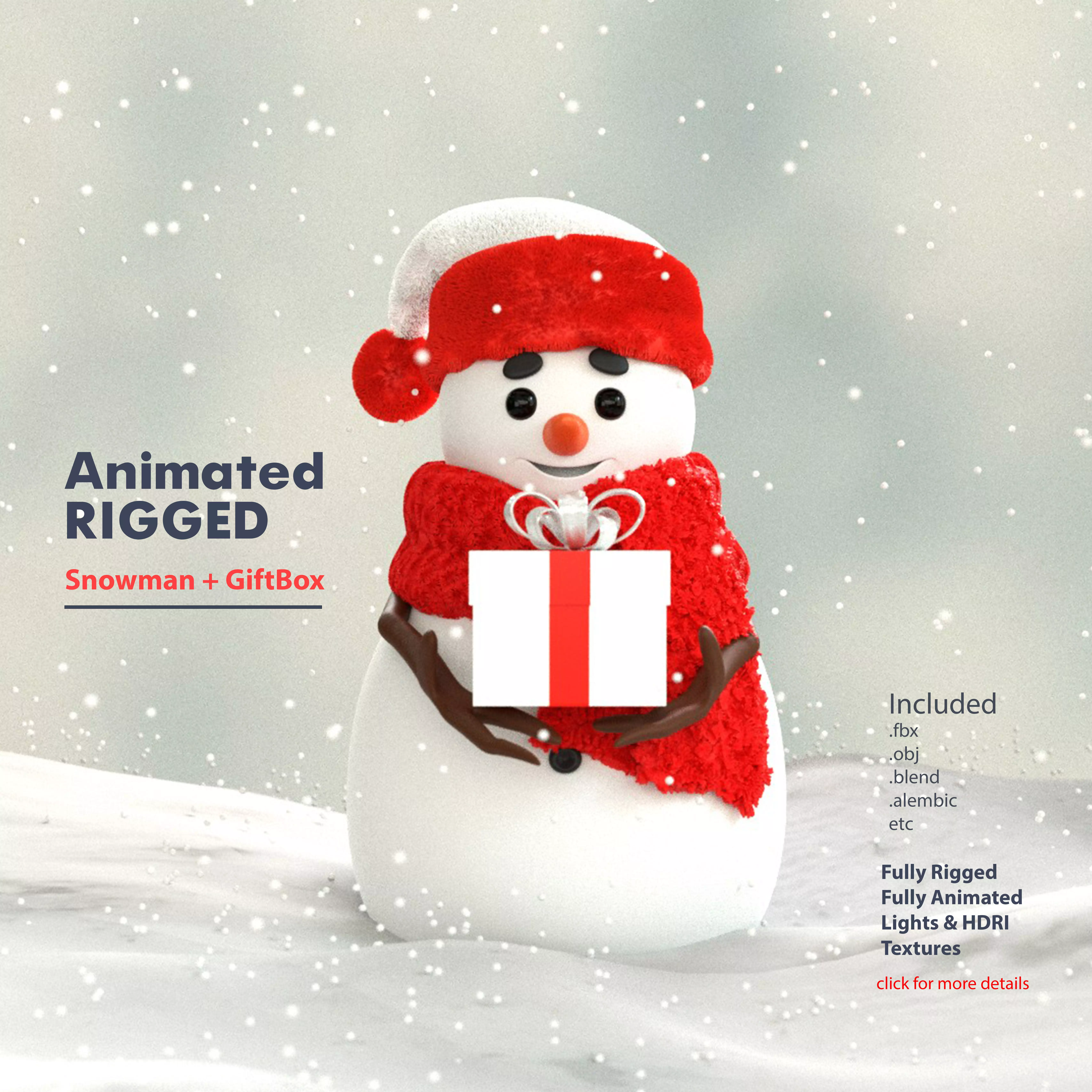 Animated Snowman GiftBox 3D model_0