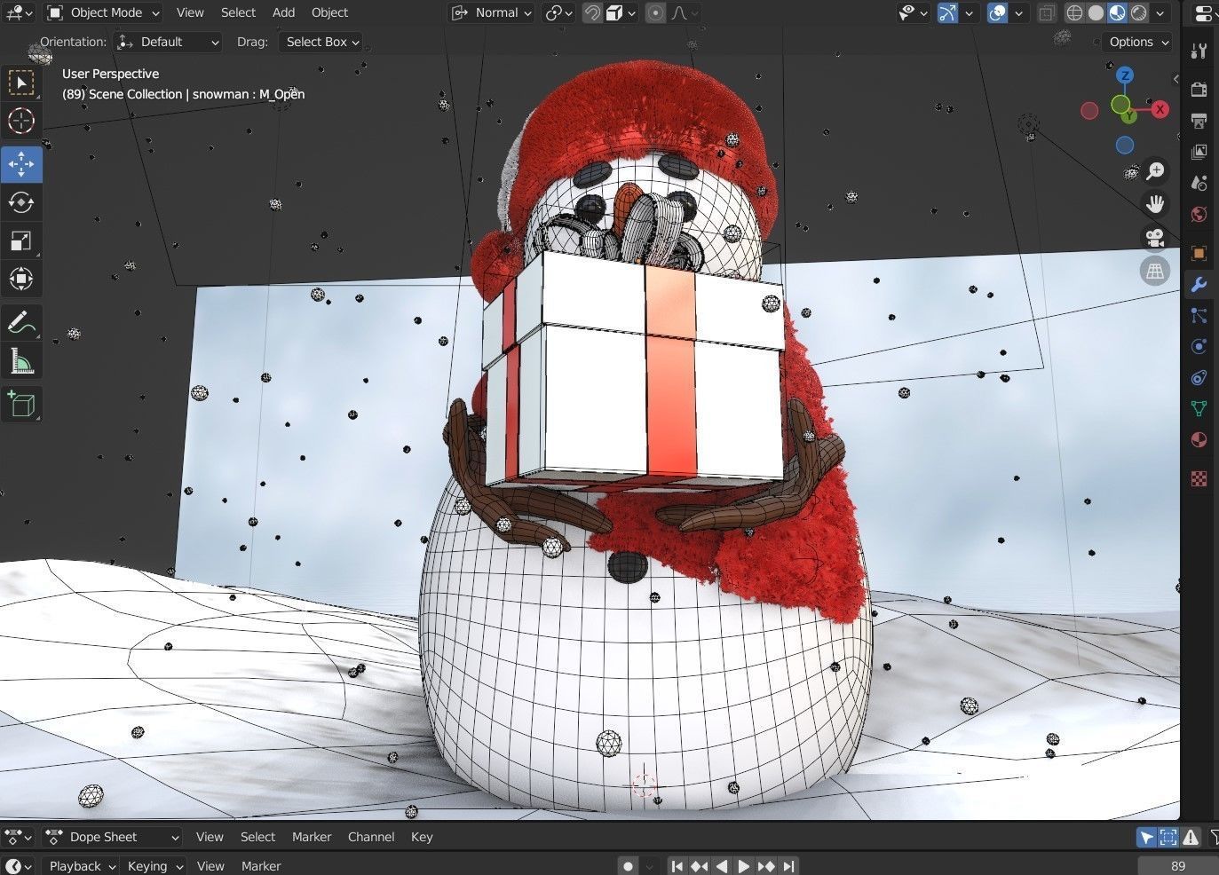 Animated Snowman GiftBox 3D model_10