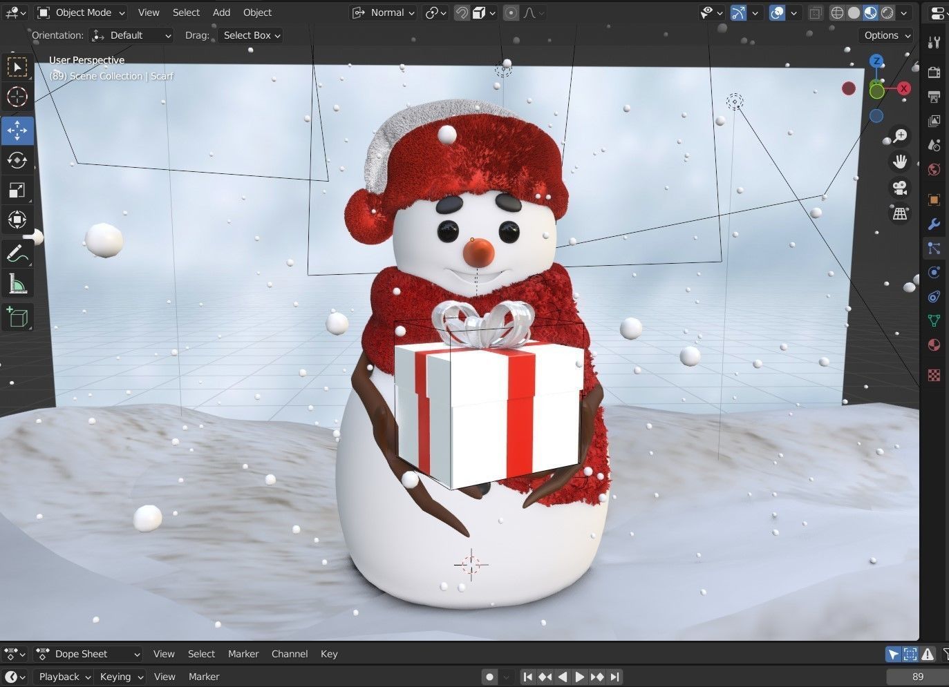 Animated Snowman GiftBox 3D model_17