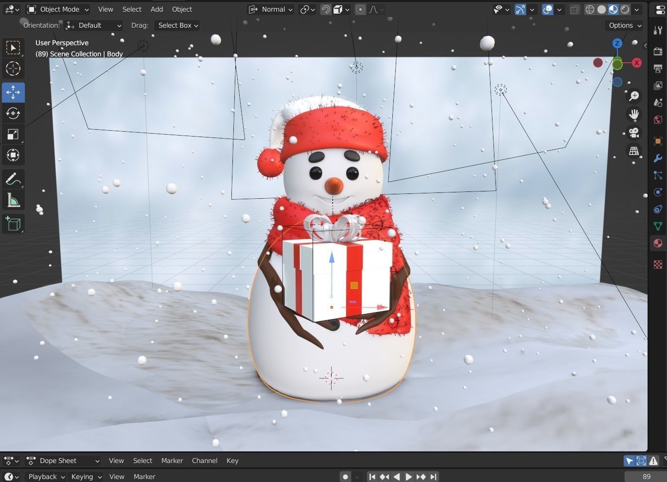 Animated Snowman GiftBox 3D model_15