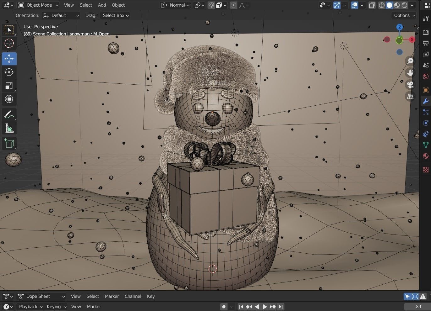 Animated Snowman GiftBox 3D model_6