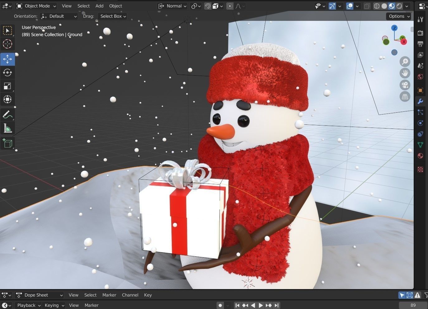 Animated Snowman GiftBox 3D model_3