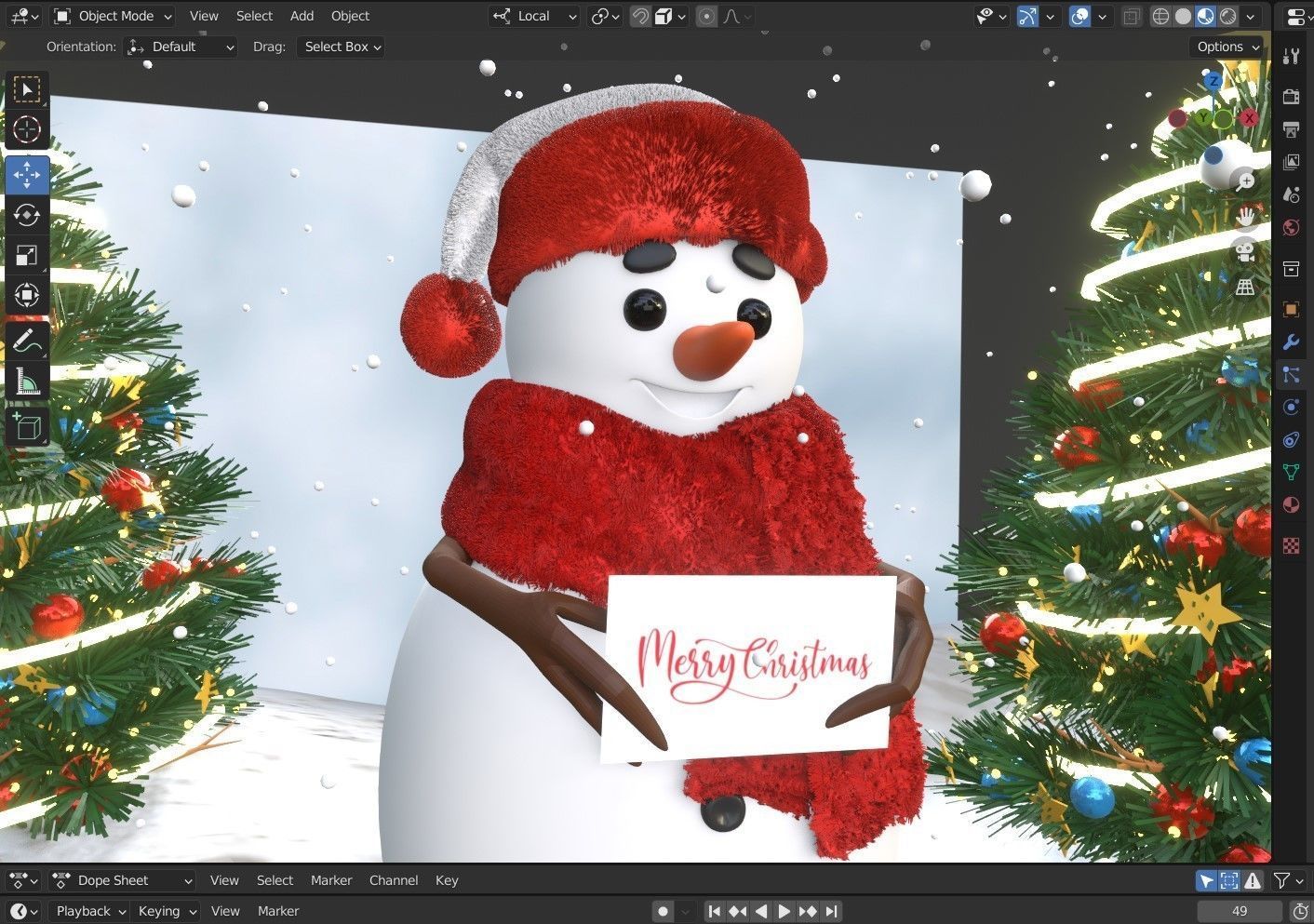 Animated Snowman Christmas 3D model_8
