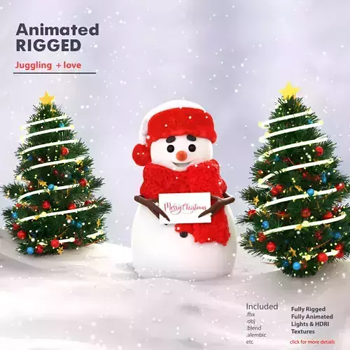 Animated Snowman Christmas 3D model