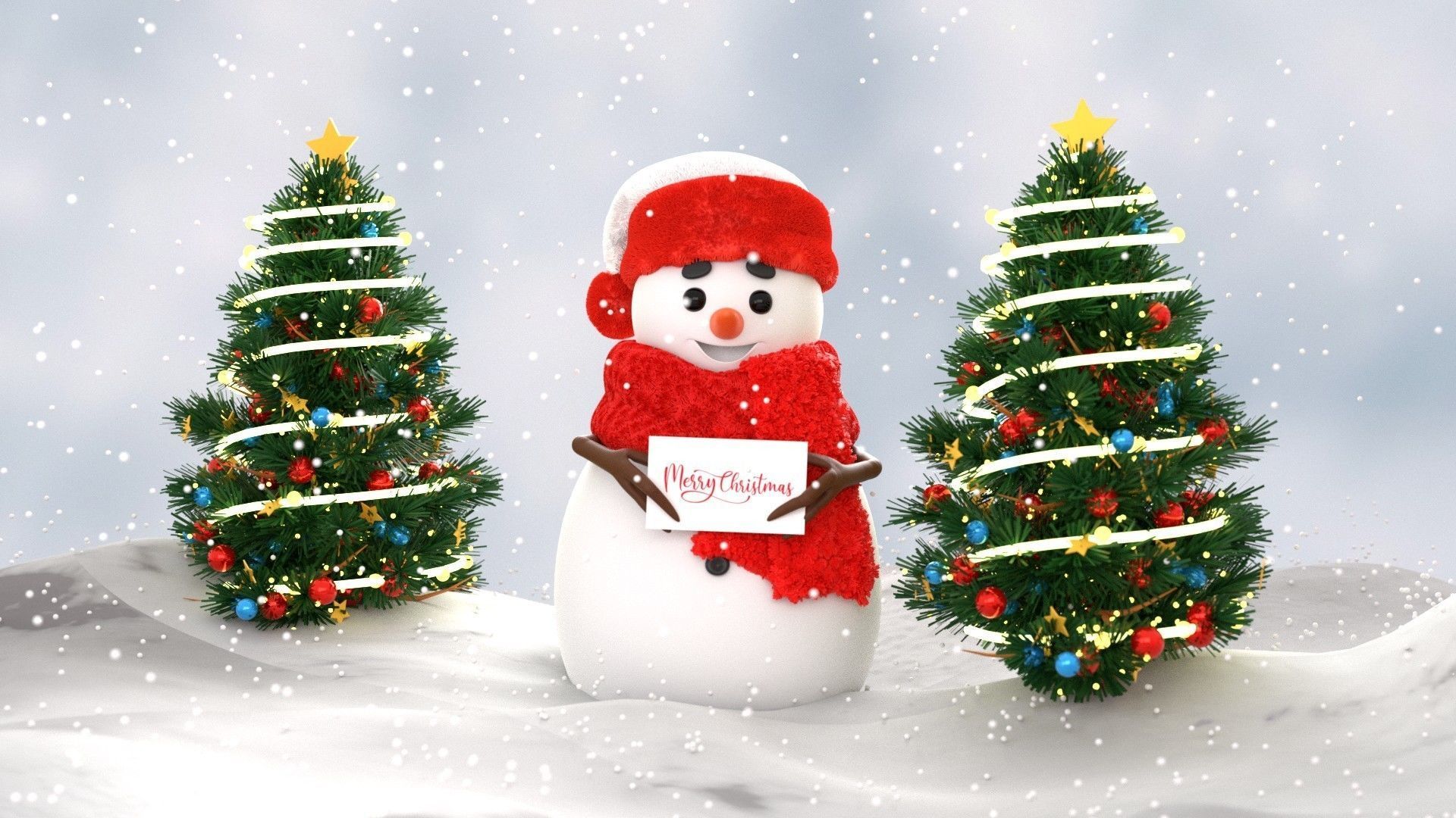 Animated Snowman Christmas 3D model_12