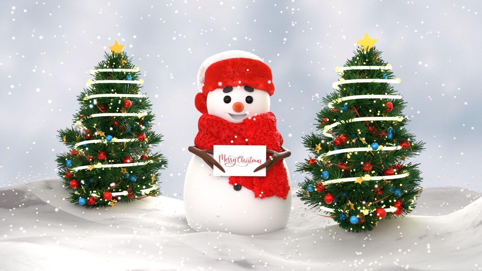 Animated Snowman Christmas 3D model_2