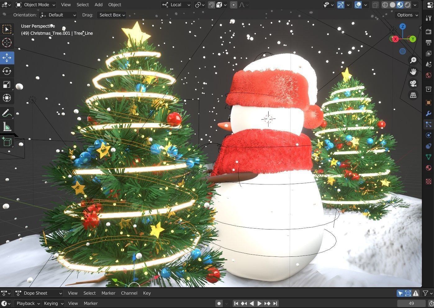 Animated Snowman Christmas 3D model_3