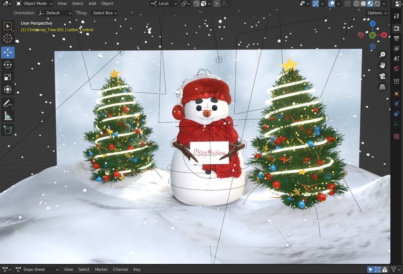 Animated Snowman Christmas 3D model_17