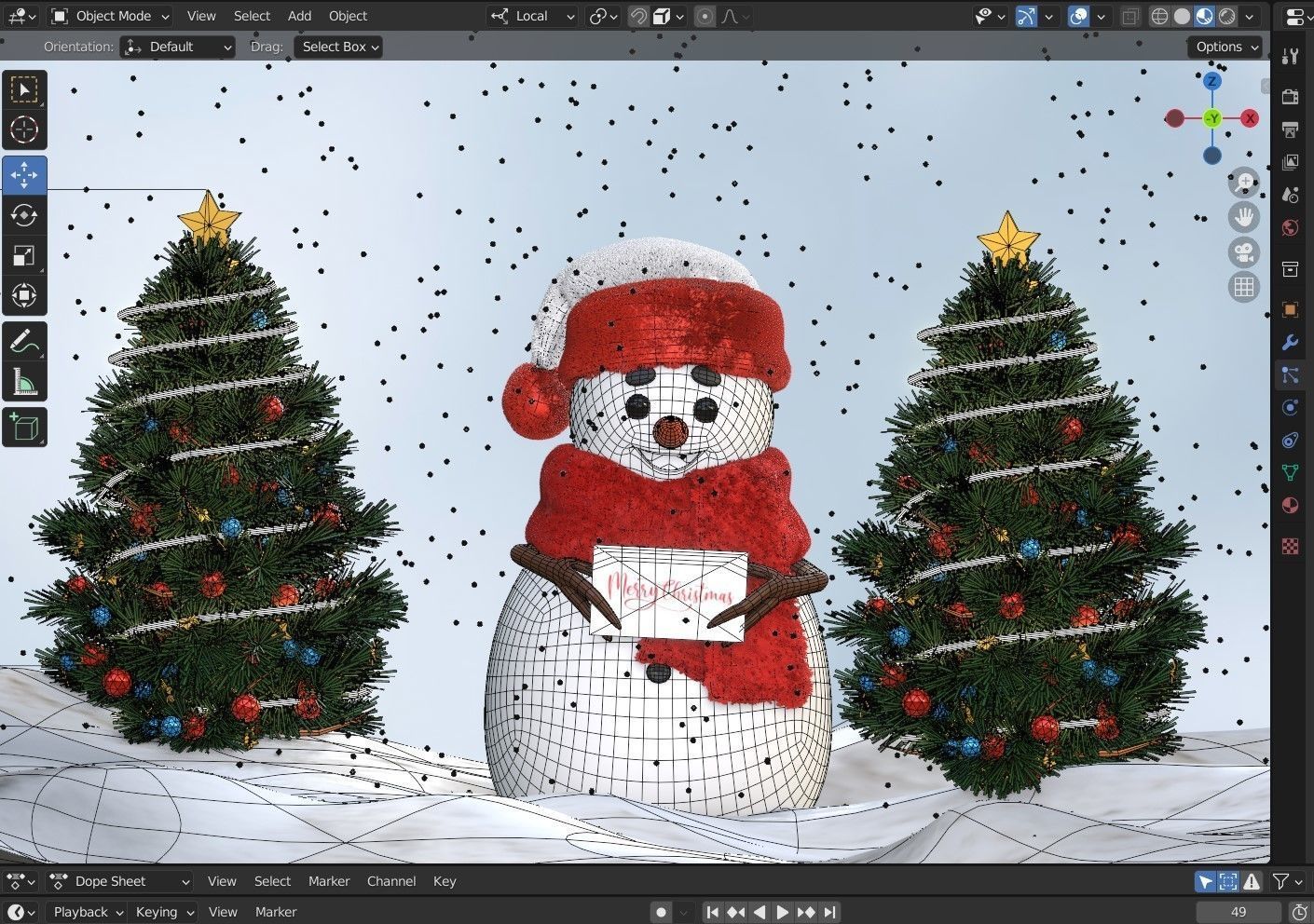 Animated Snowman Christmas 3D model_7
