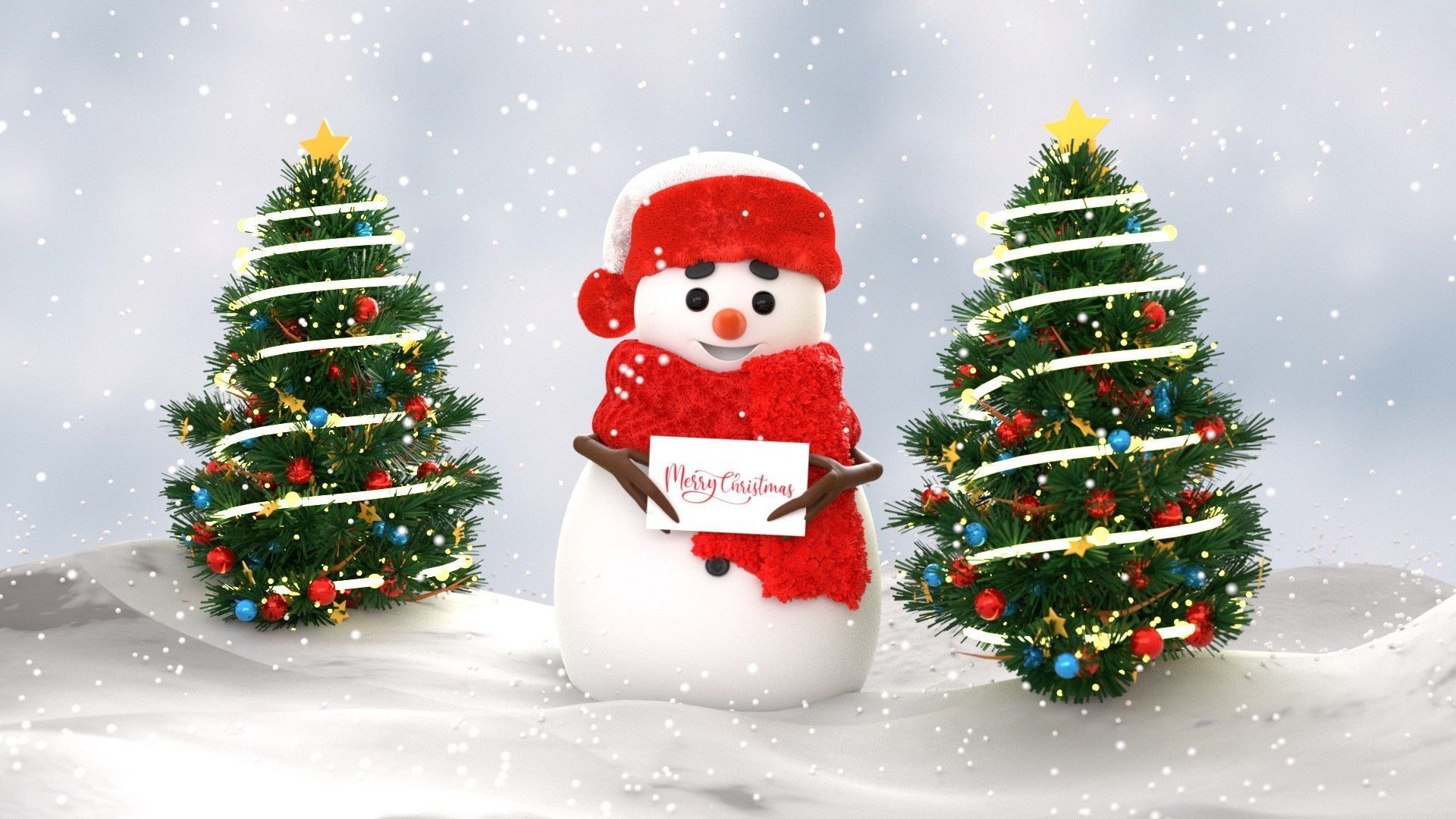 Animated Snowman Christmas 3D model_14