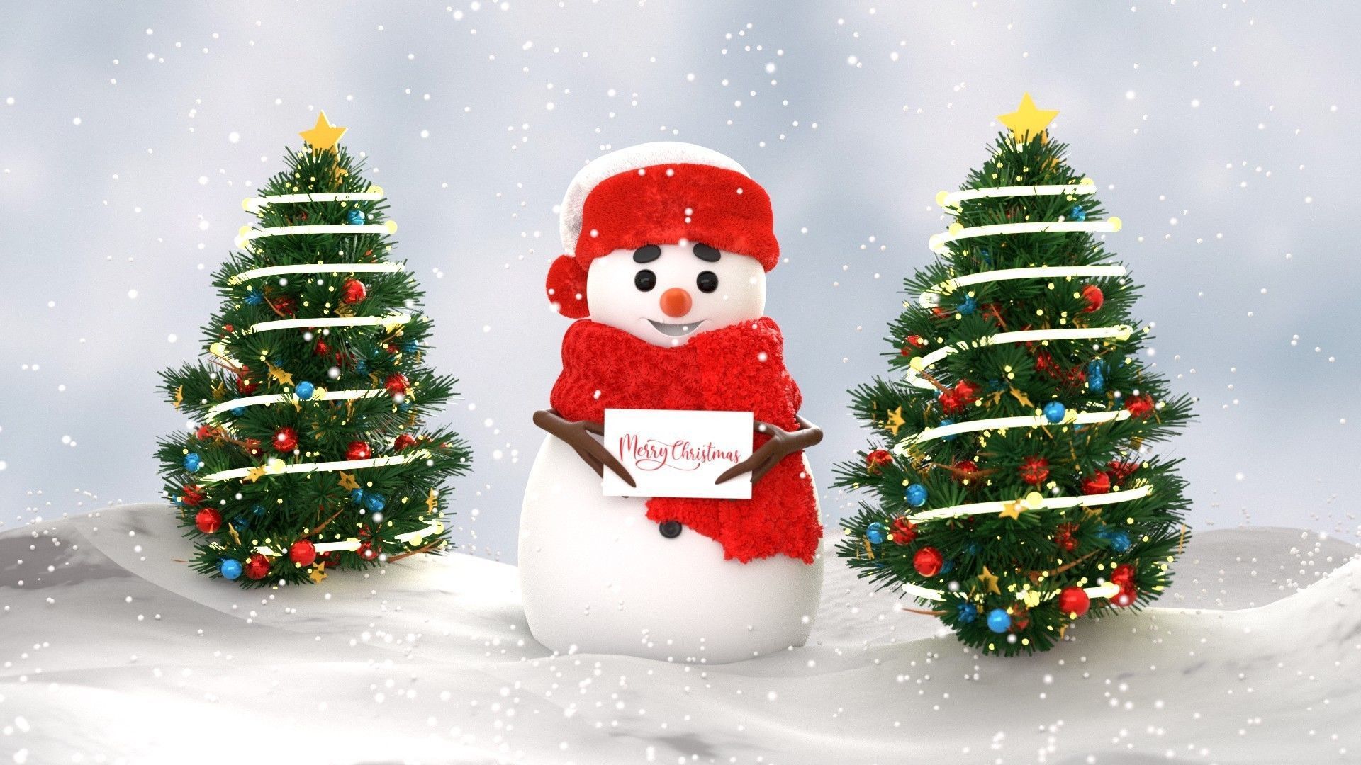Animated Snowman Christmas 3D model_15