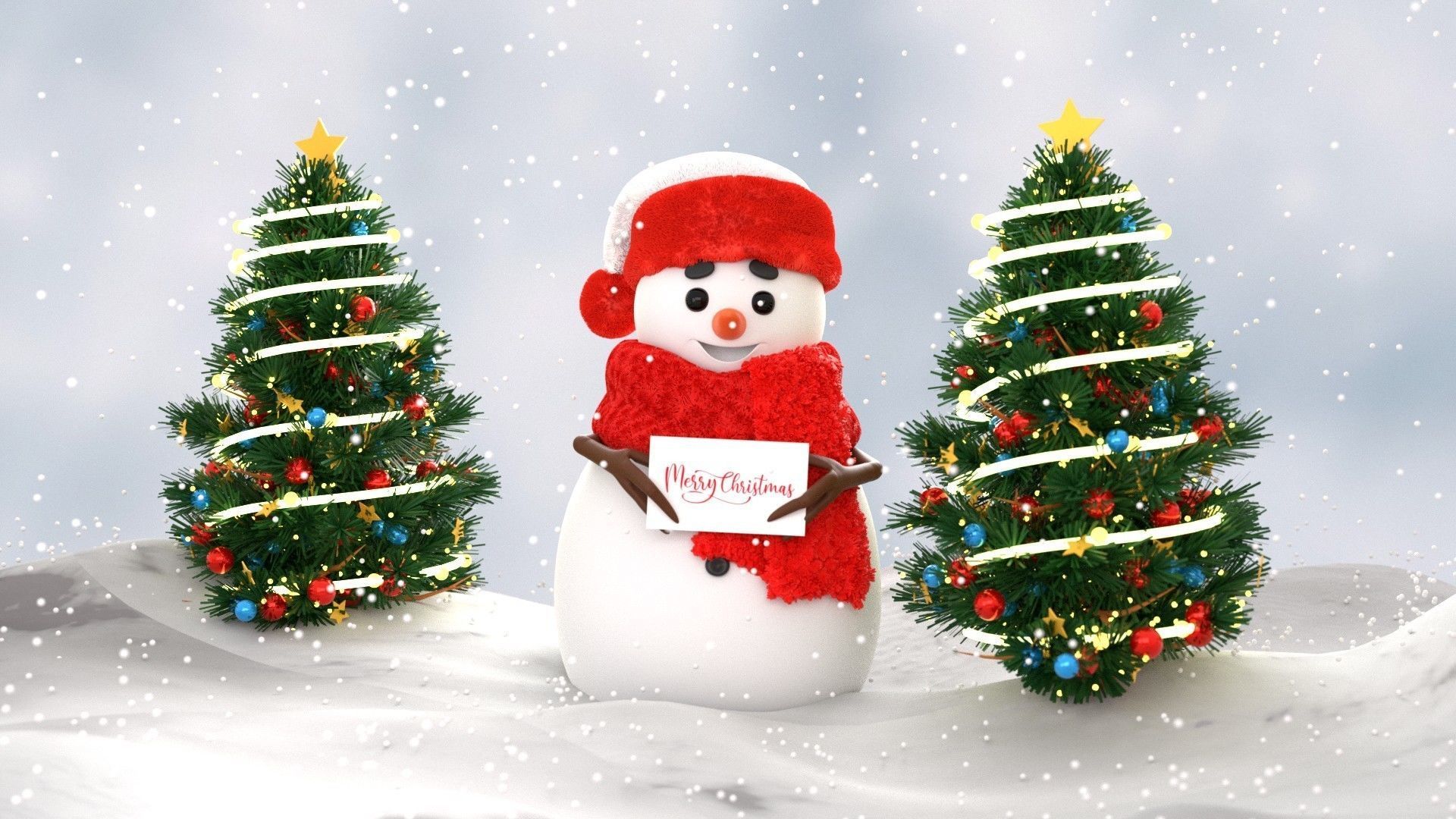 Animated Snowman Christmas 3D model_13
