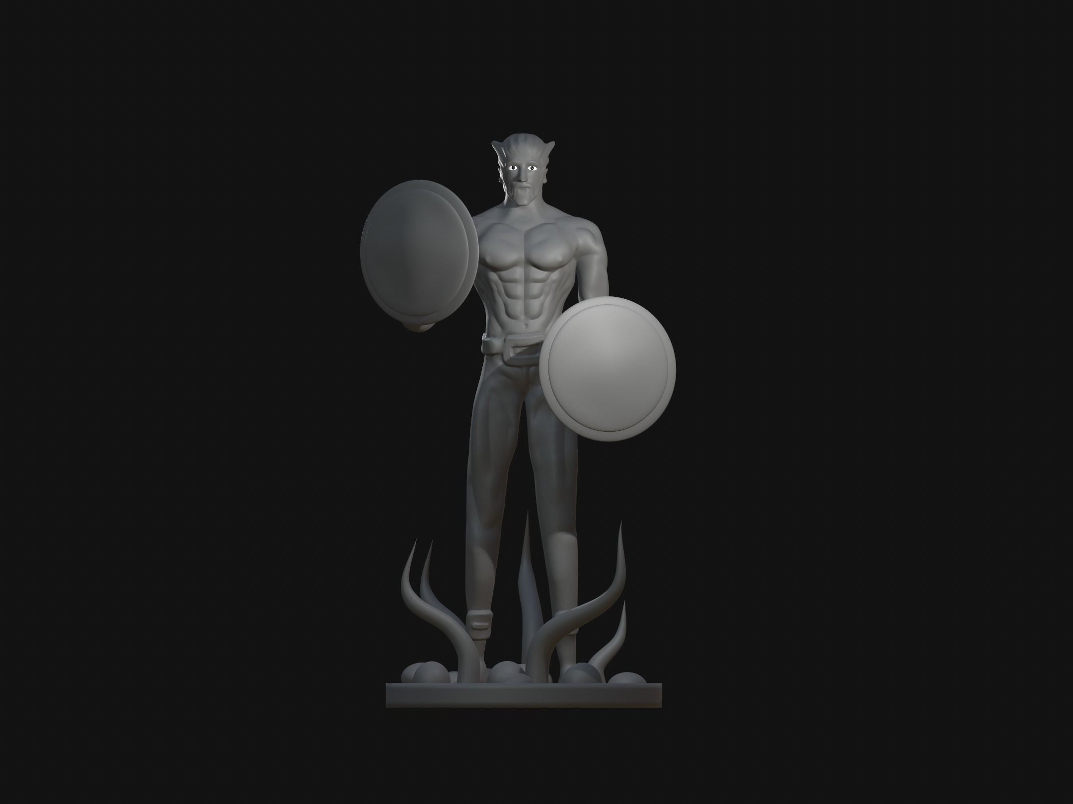 shieldman character simple 3D print model_1