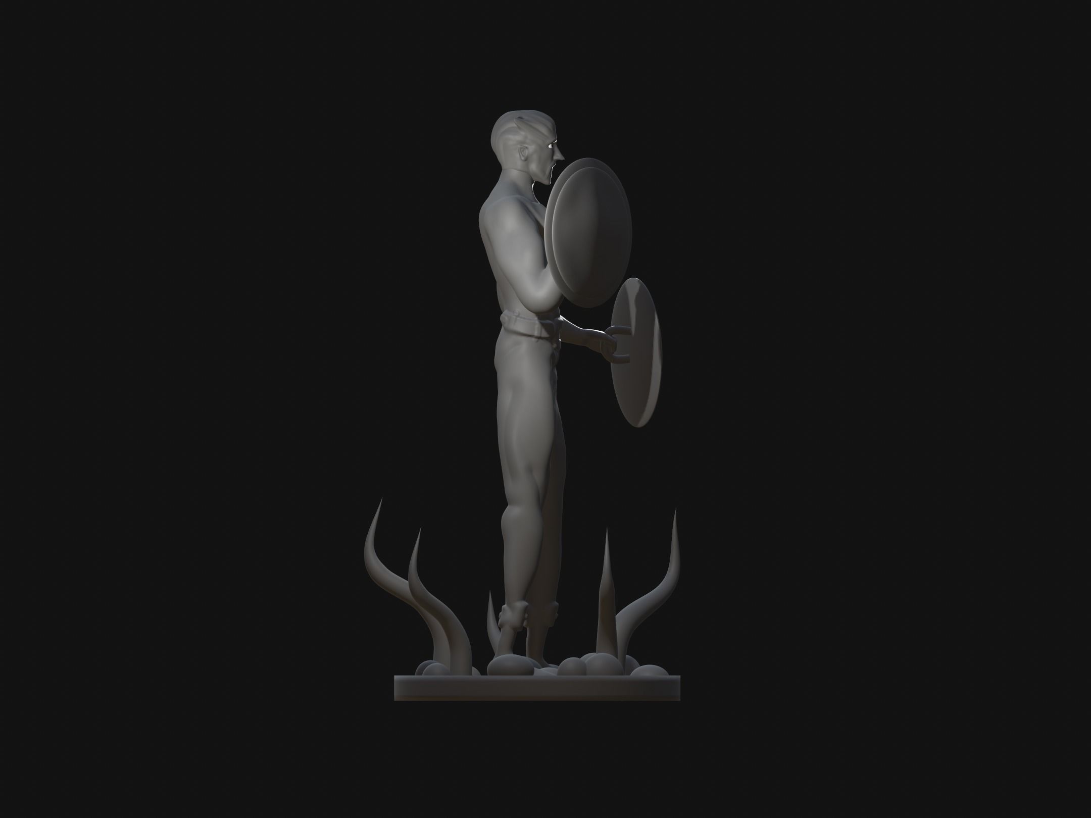 shieldman character simple 3D print model_4