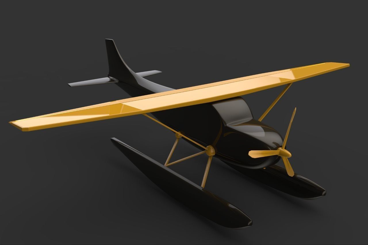 Low Poly game ready Seaplane toy airplane Free low-poly 3D model_3
