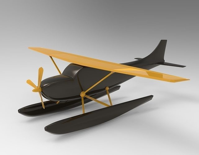 Low Poly game ready Seaplane toy airplane Free low-poly 3D model