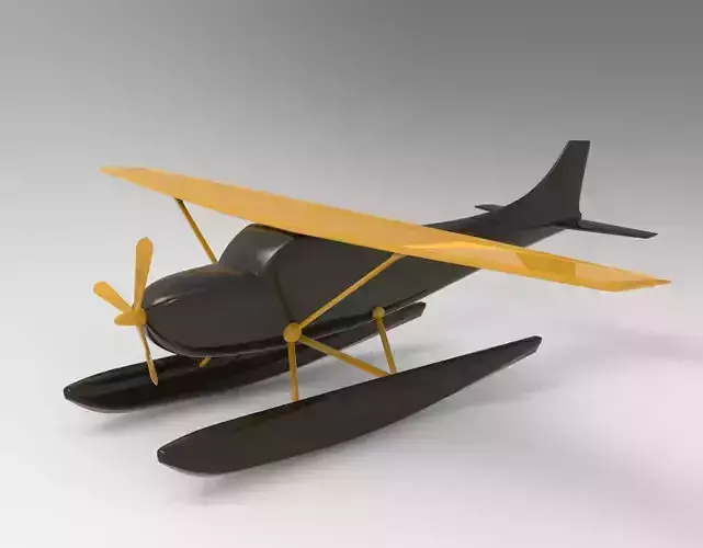 Low Poly game ready Seaplane toy airplane Free low-poly 3D model