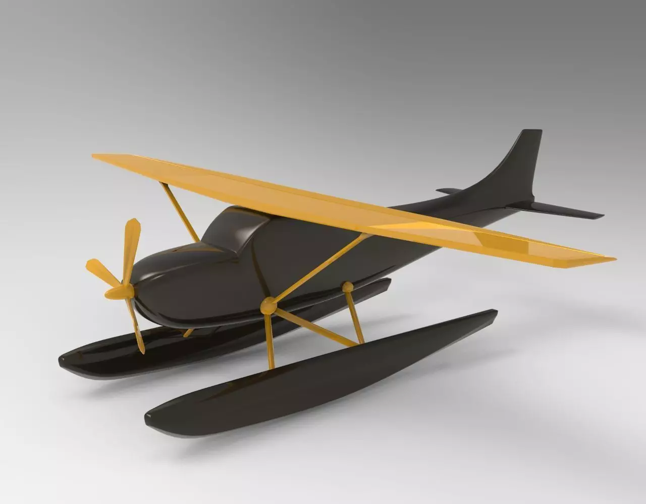 Low Poly game ready Seaplane toy airplane Free low-poly 3D model_0