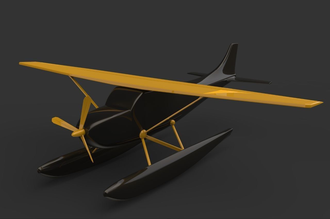 Low Poly game ready Seaplane toy airplane Free low-poly 3D model_5
