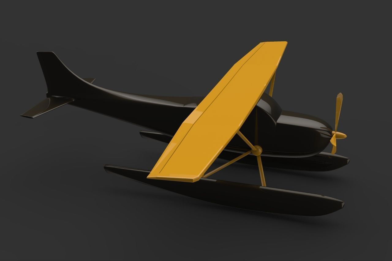 Low Poly game ready Seaplane toy airplane Free low-poly 3D model_4