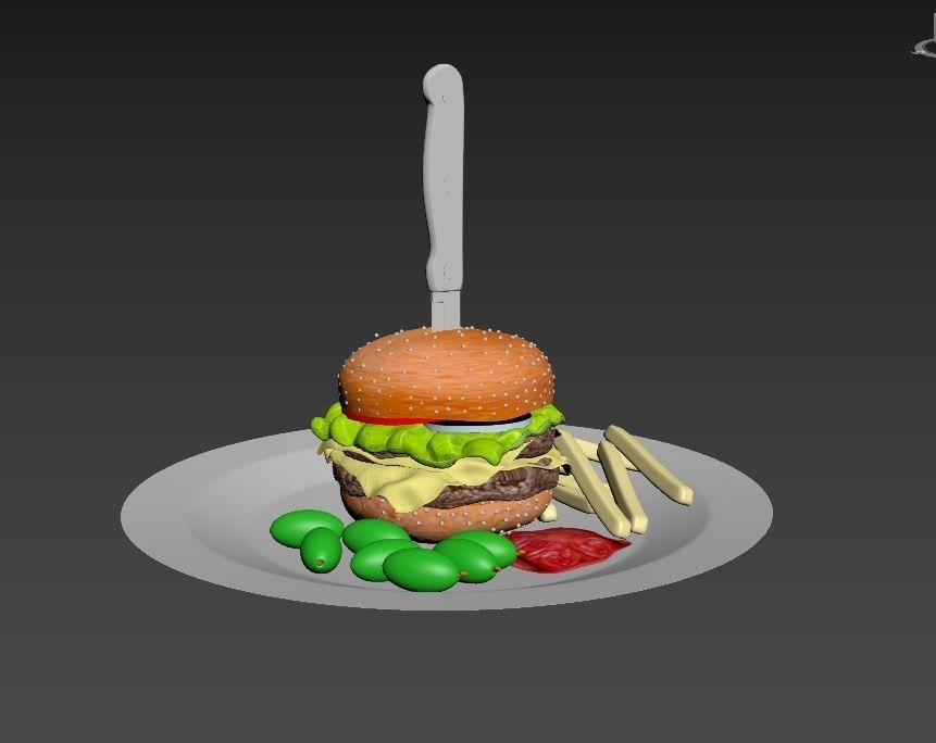 Berger food Low-poly 3D model_4