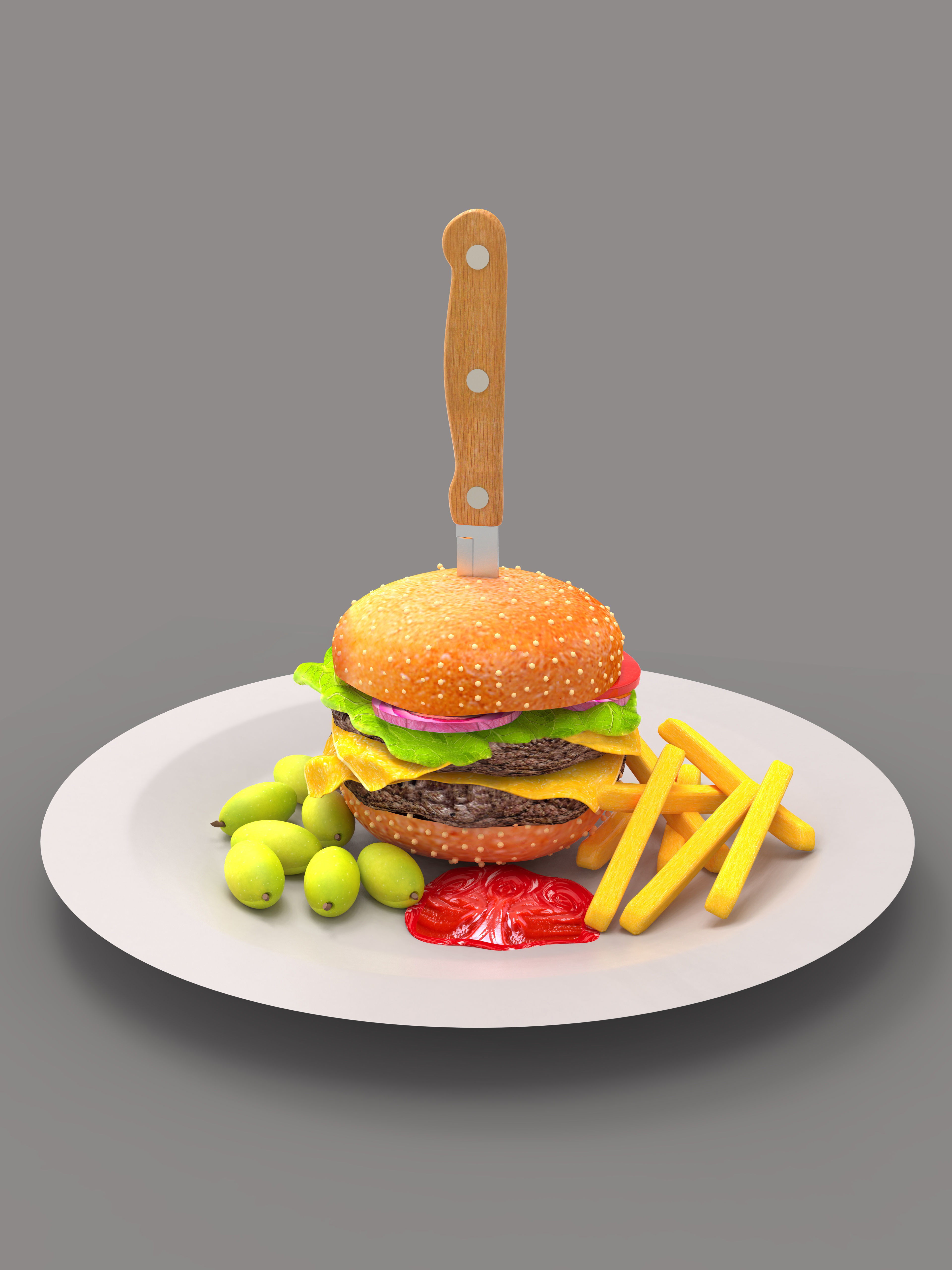 Berger food Low-poly 3D model_3