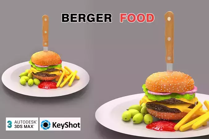 Berger food Low-poly 3D model