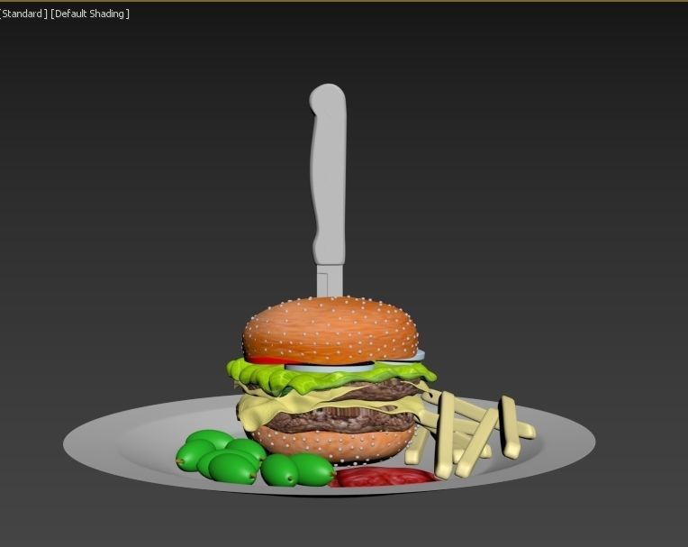 Berger food Low-poly 3D model_6
