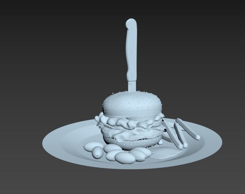 Berger food Low-poly 3D model_5