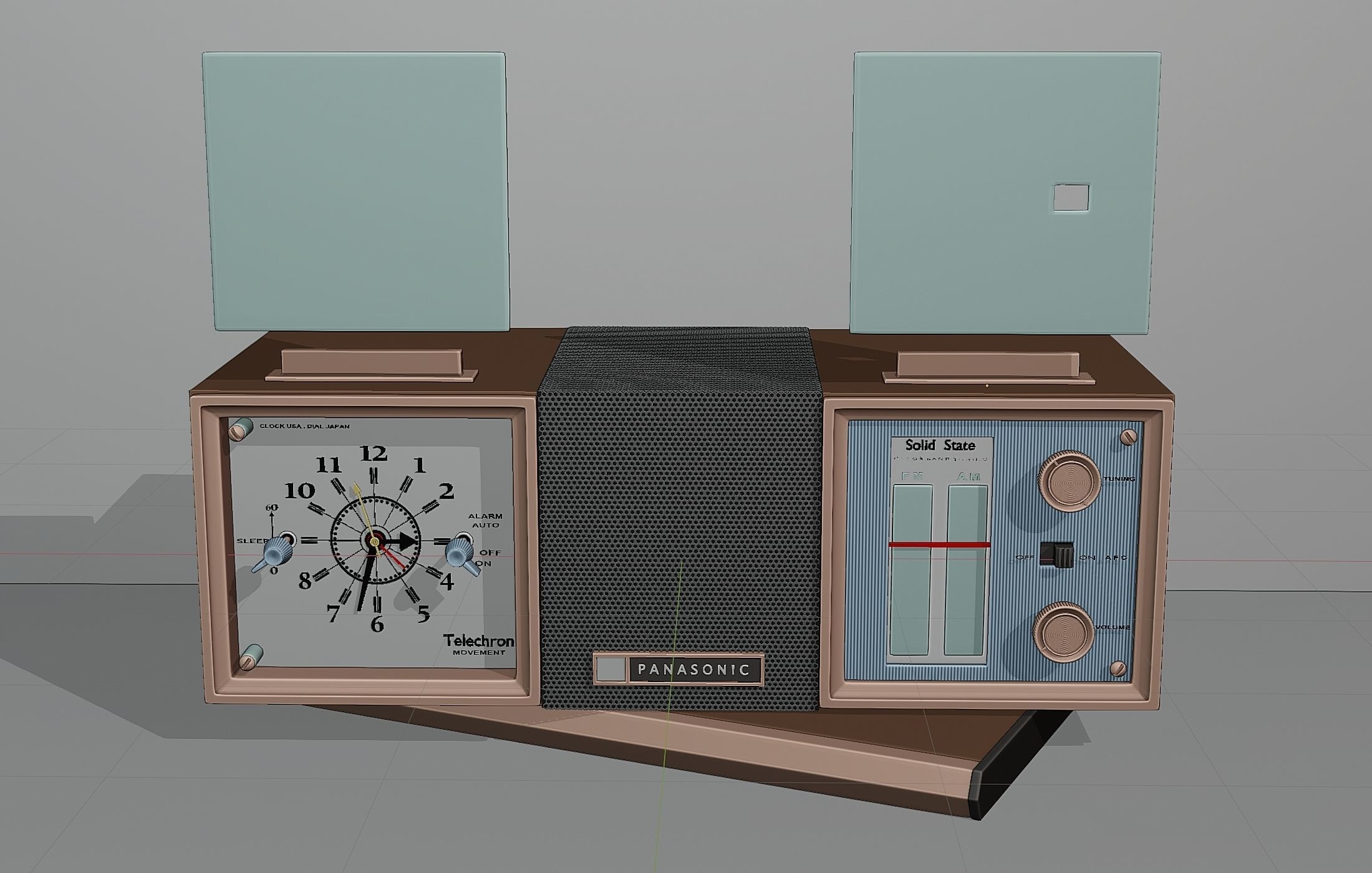 Vintage Panasonic FM-AM Clock Radio 3D model_5