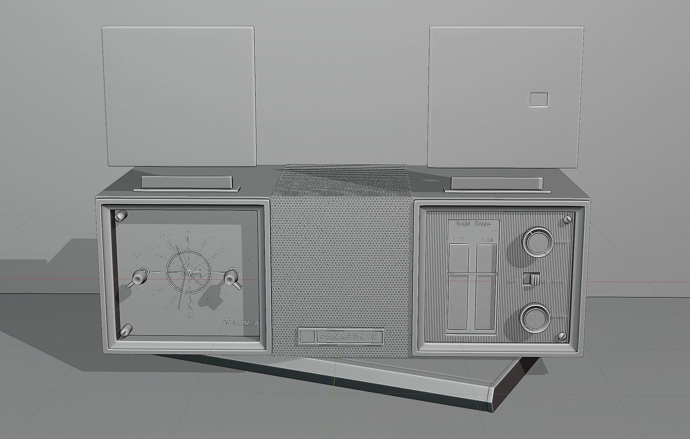 Vintage Panasonic FM-AM Clock Radio 3D model_4
