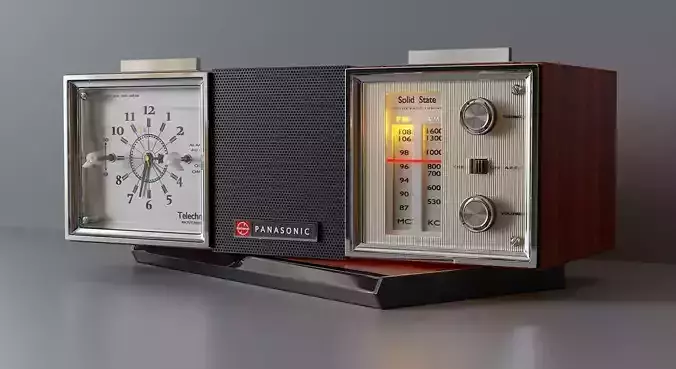 Vintage Panasonic FM-AM Clock Radio 3D model