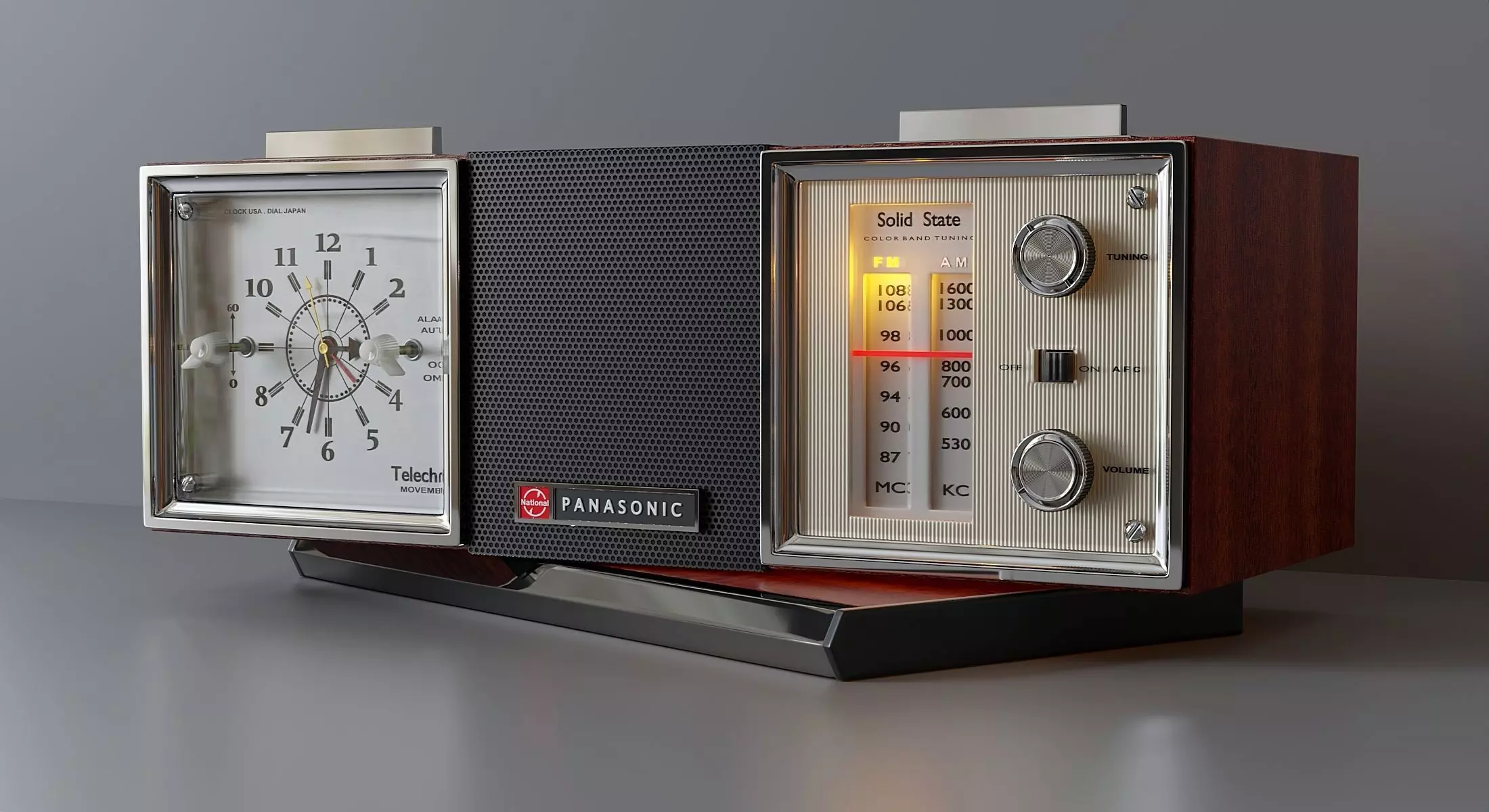 Vintage Panasonic FM-AM Clock Radio 3D model_0