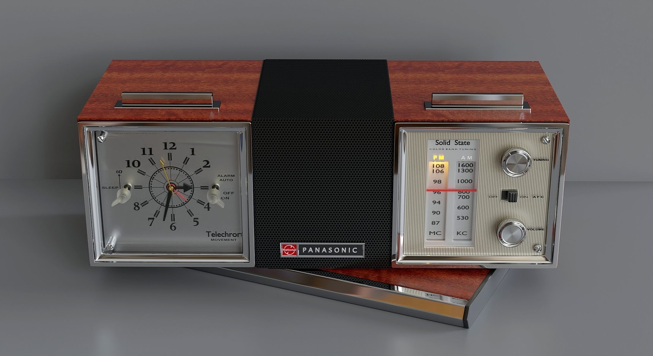 Vintage Panasonic FM-AM Clock Radio 3D model_1