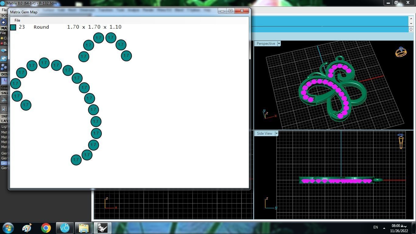 Butterfly Set ring gold with diamonds 3D print model_9