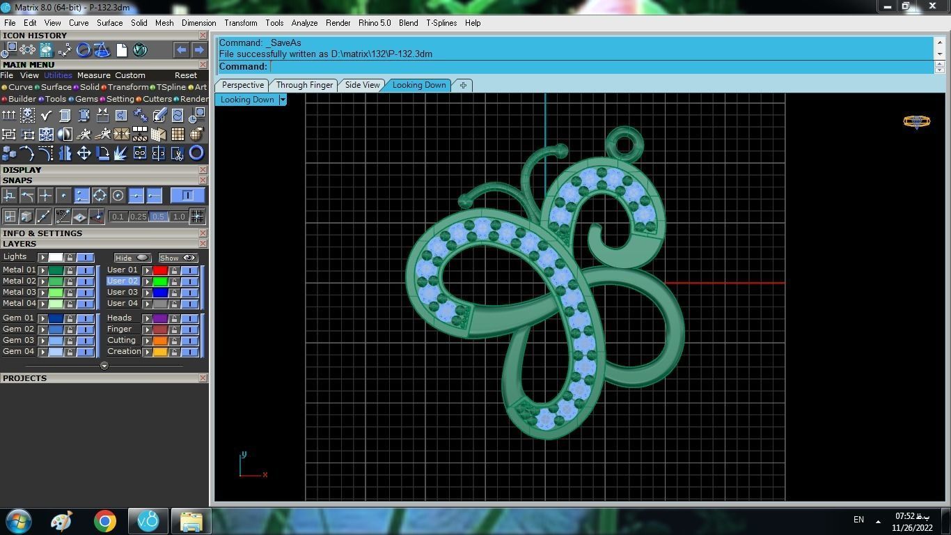 Butterfly Set ring gold with diamonds 3D print model_10