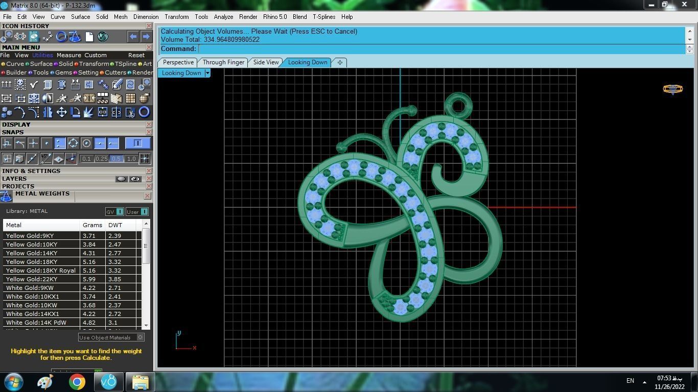 Butterfly Set ring gold with diamonds 3D print model_6