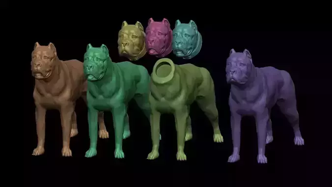 three dog breed Canne Corso 3D print model three dog breed Canne Corso 3D print model