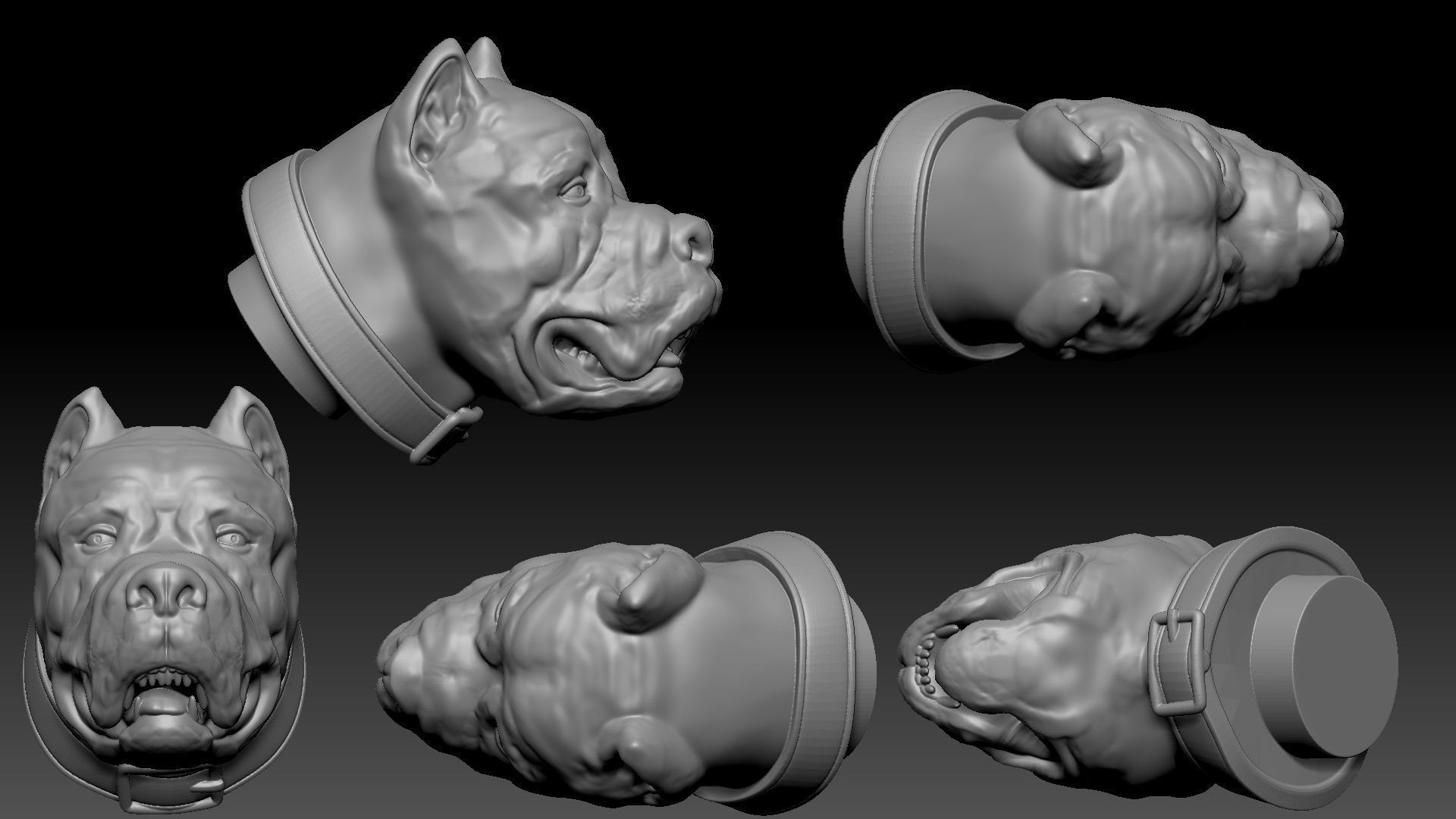 three dog breed Canne Corso 3D print model_6