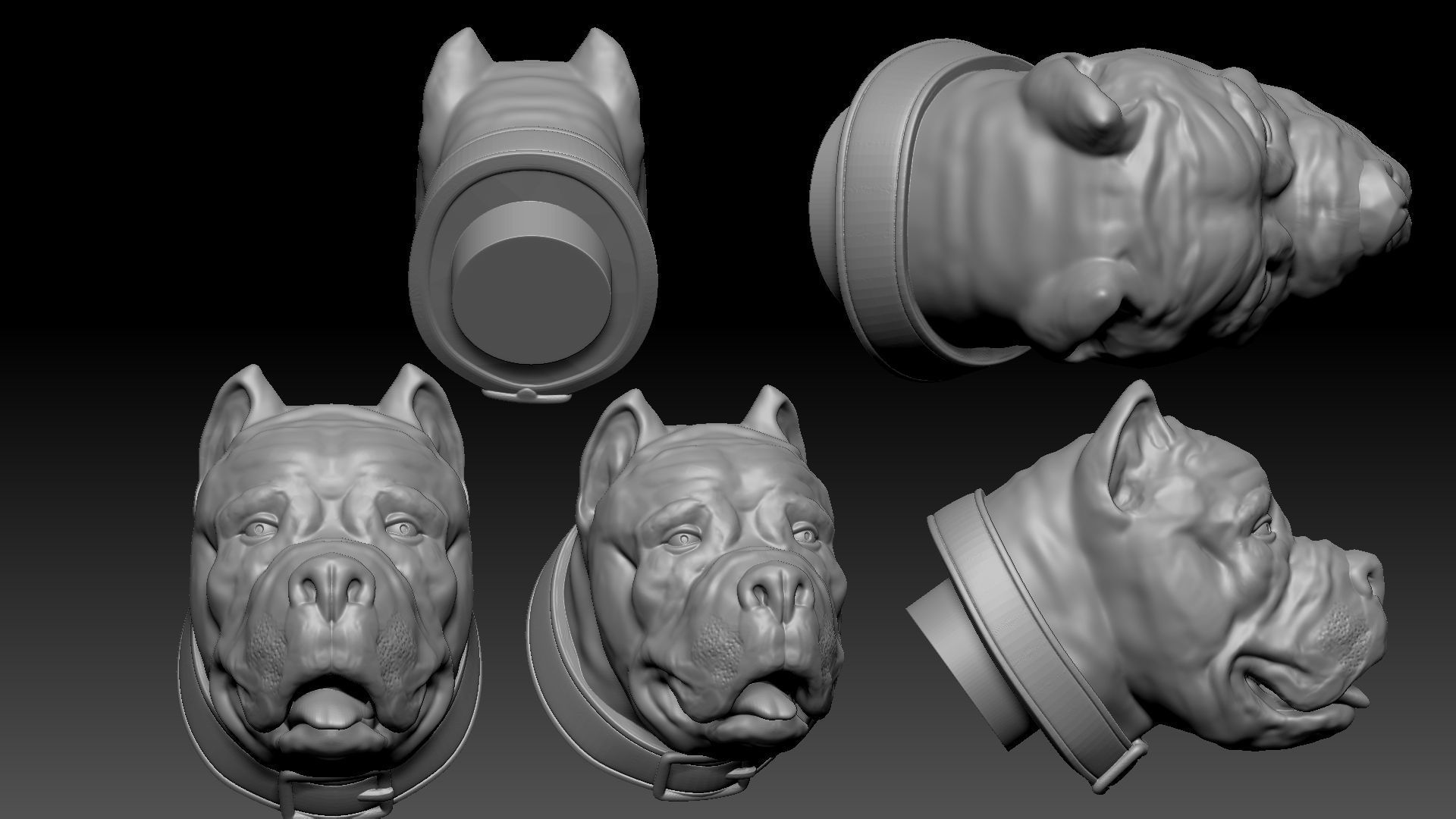 three dog breed Canne Corso 3D print model_7