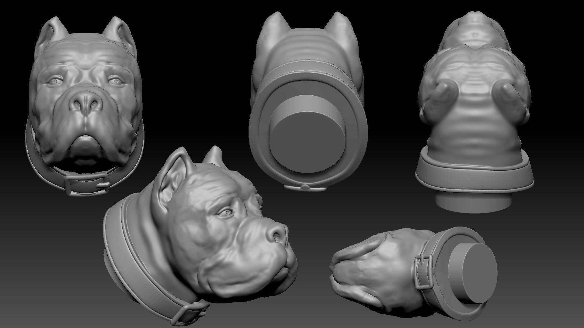 three dog breed Canne Corso 3D print model_5