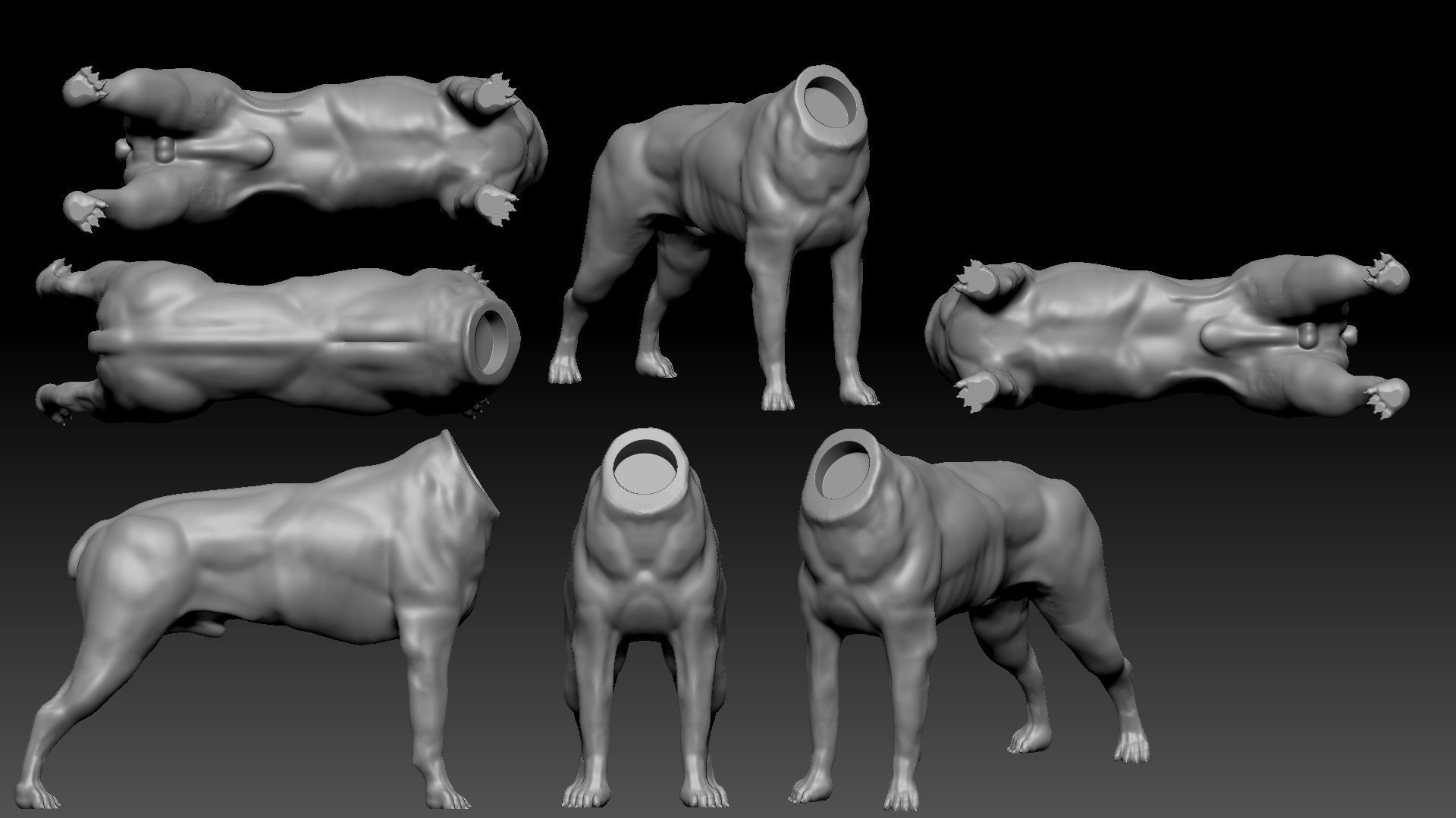 three dog breed Canne Corso 3D print model_4
