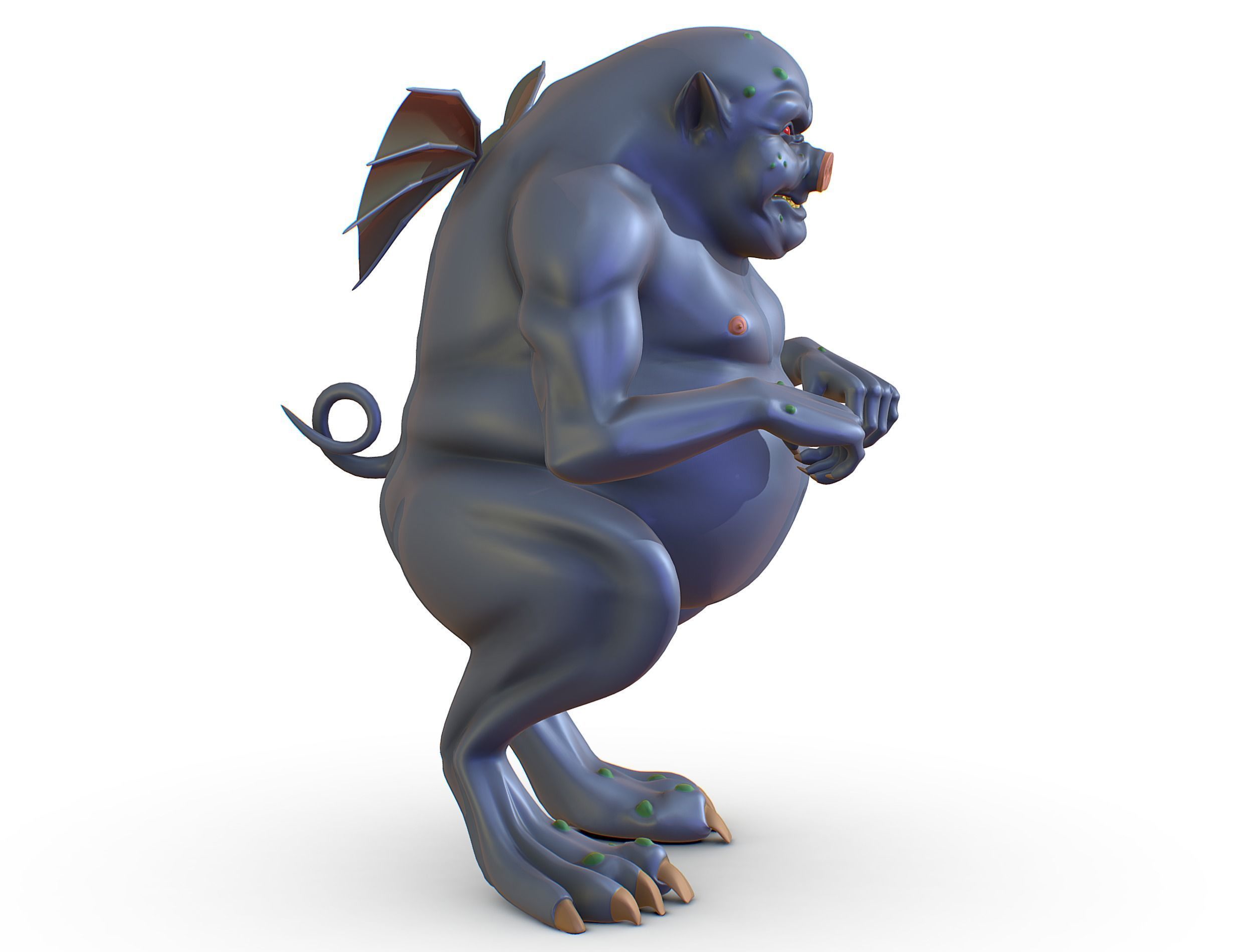 High Poly Monster Demon Devil with Wings Low-poly 3D model_2