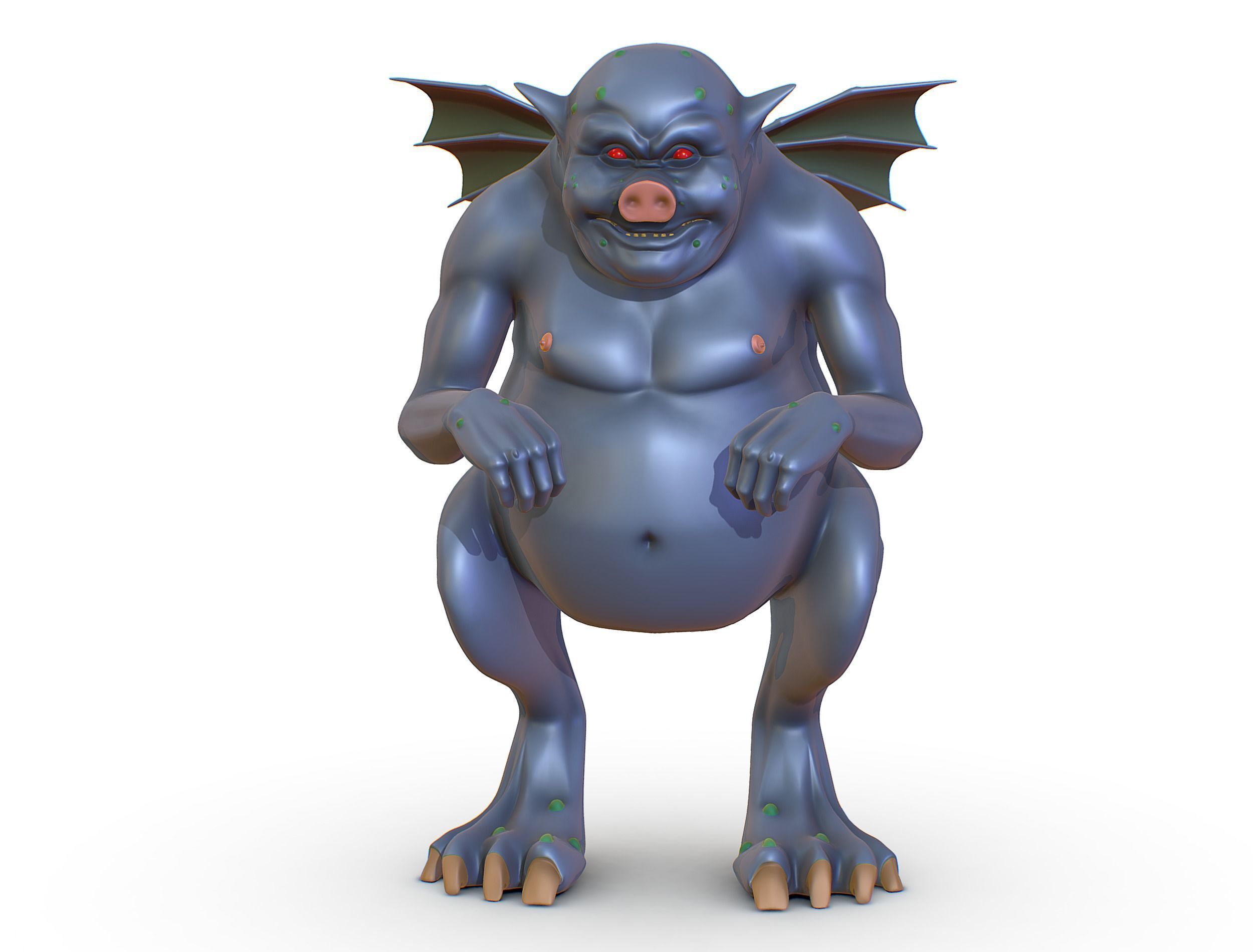 High Poly Monster Demon Devil with Wings Low-poly 3D model_10