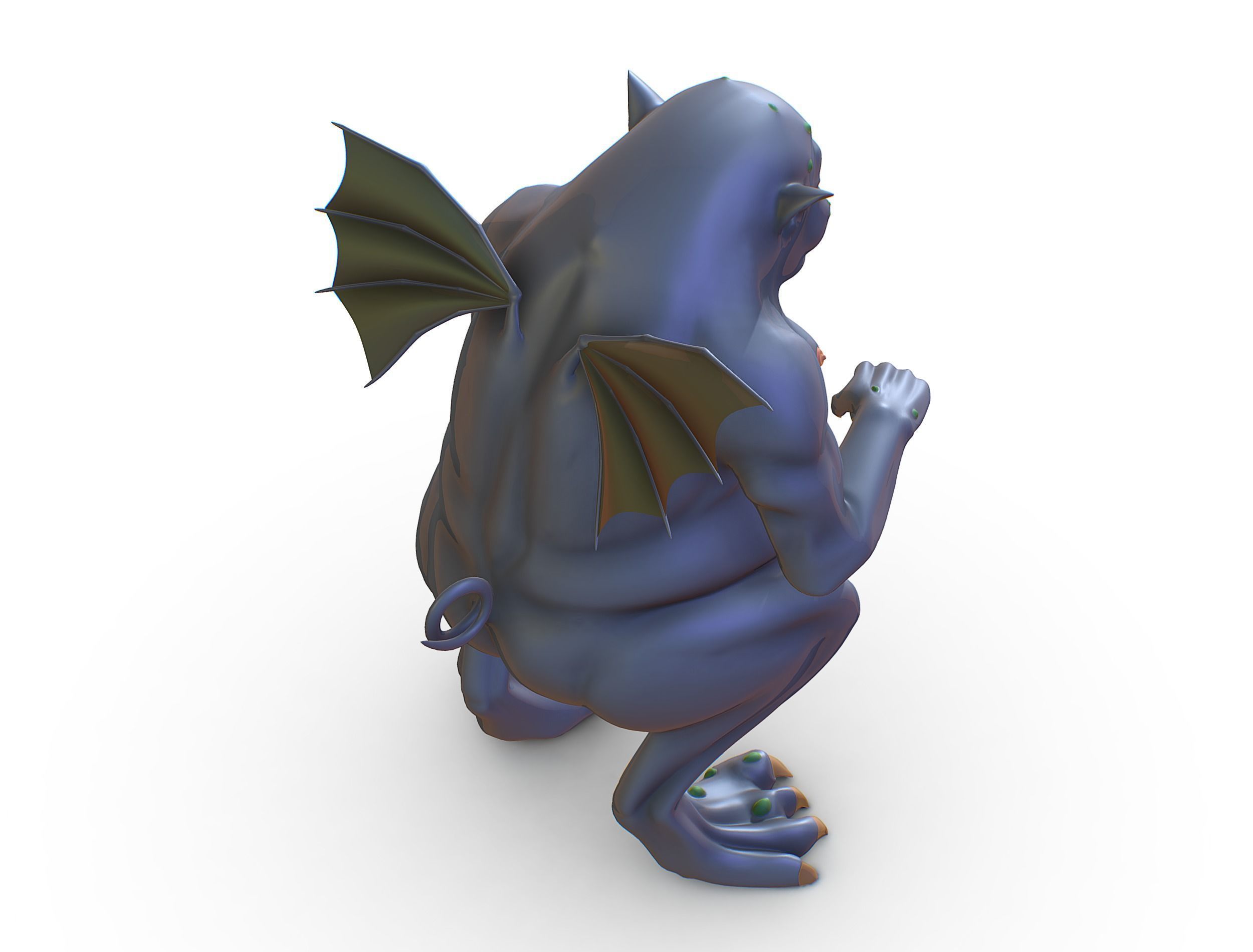 High Poly Monster Demon Devil with Wings Low-poly 3D model_13