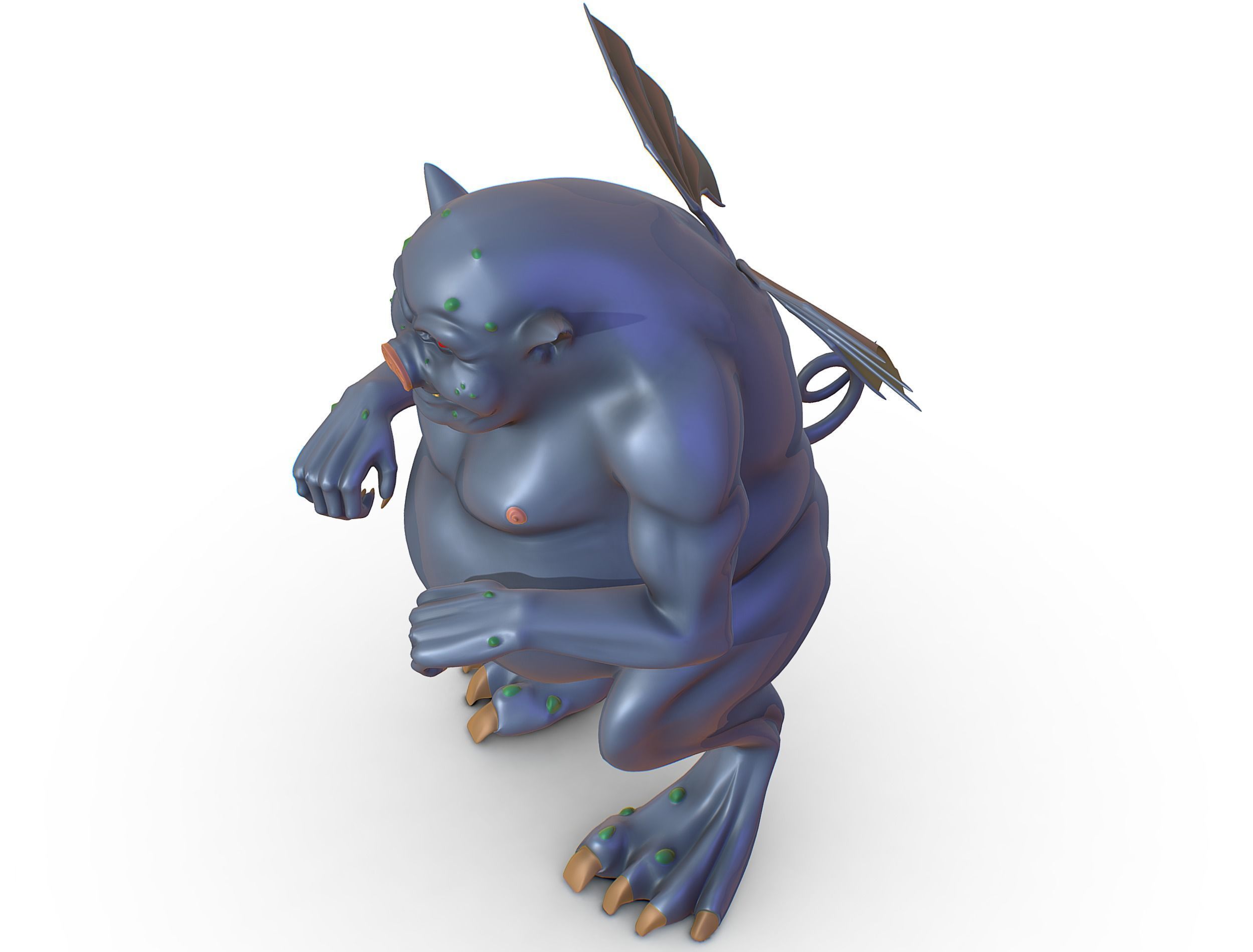 High Poly Monster Demon Devil with Wings Low-poly 3D model_15
