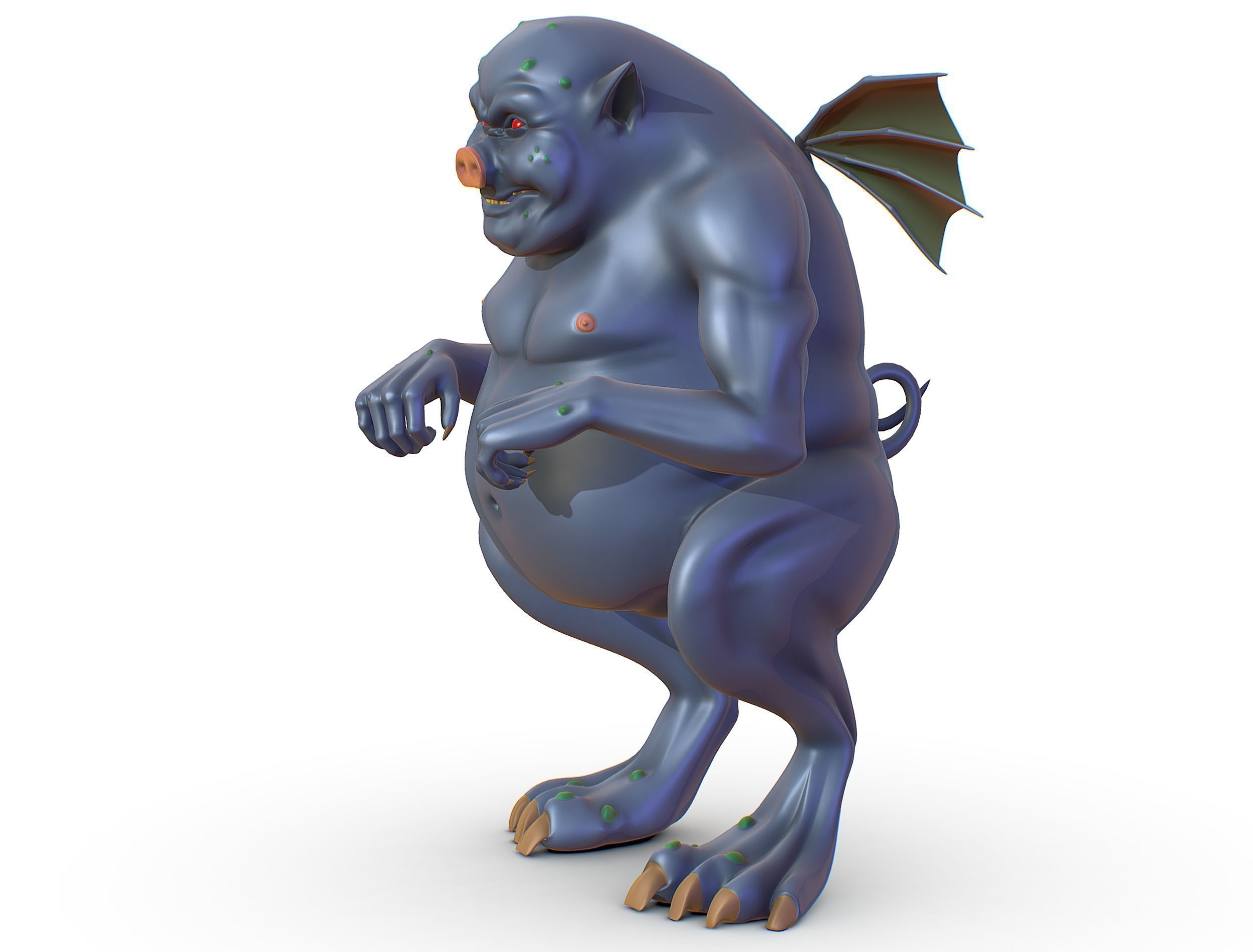 High Poly Monster Demon Devil with Wings Low-poly 3D model_8