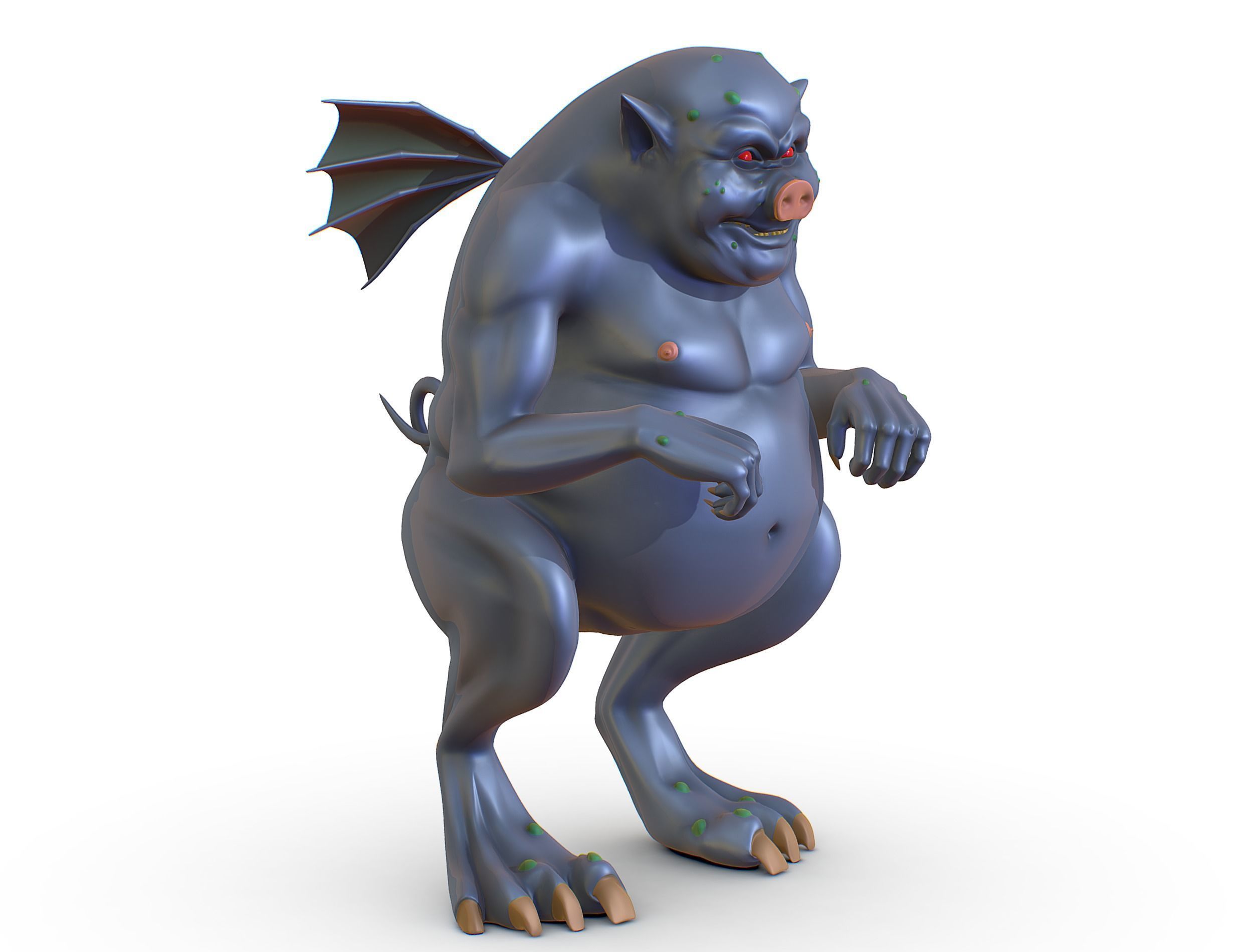High Poly Monster Demon Devil with Wings Low-poly 3D model_1