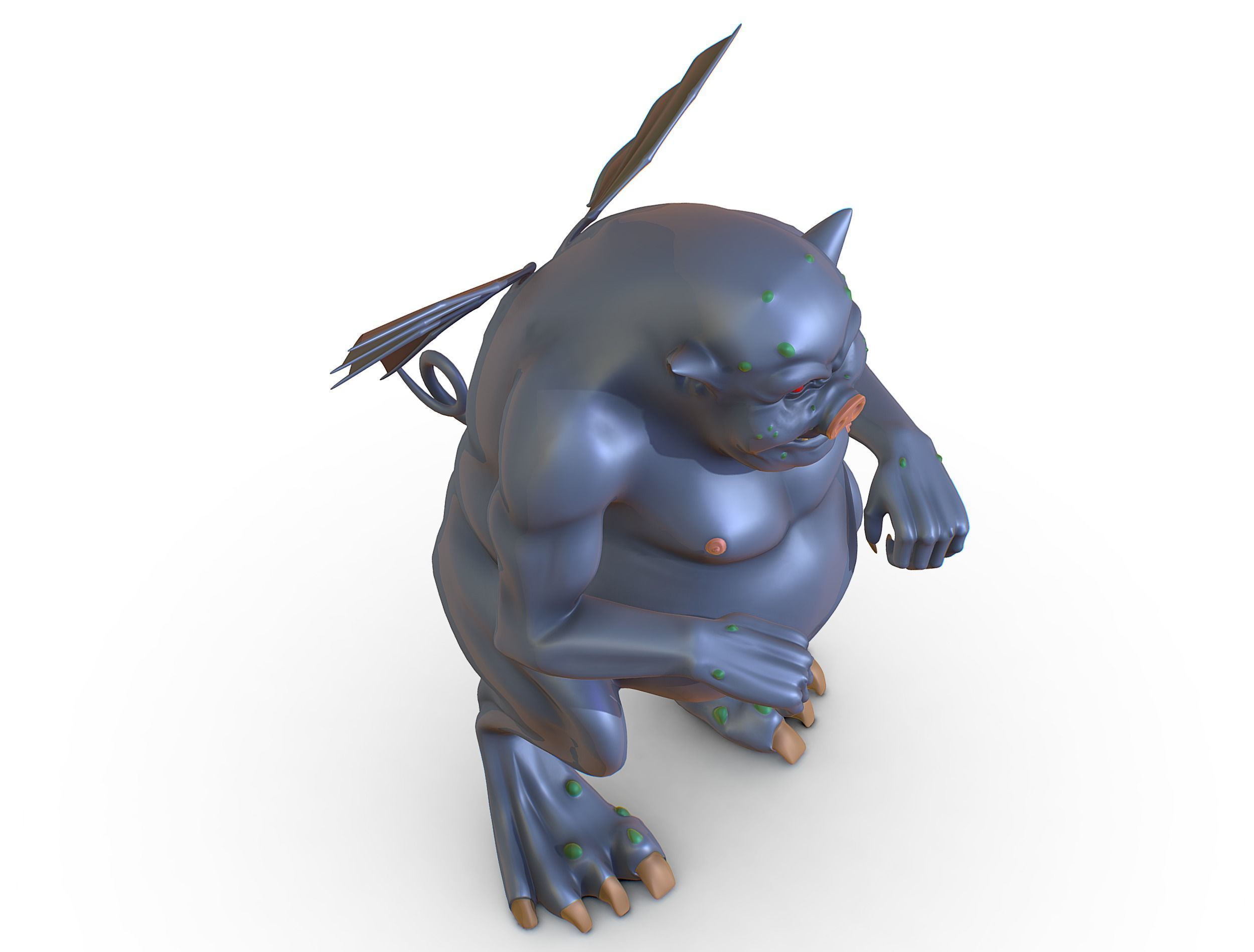 High Poly Monster Demon Devil with Wings Low-poly 3D model_12